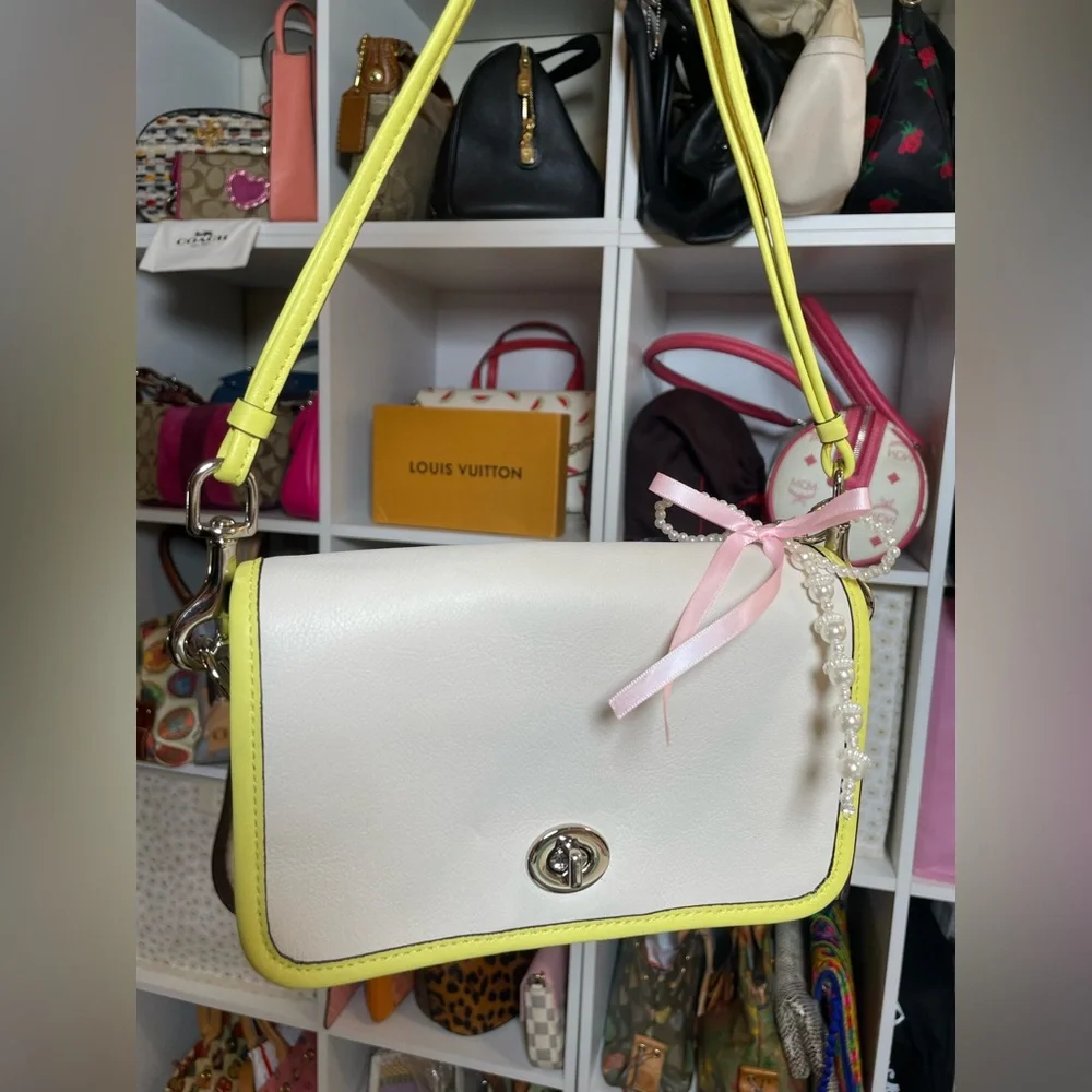 Coach Legacy Archival Two Tone Leather Penny Crossbody in Parchment/Citrine🍋